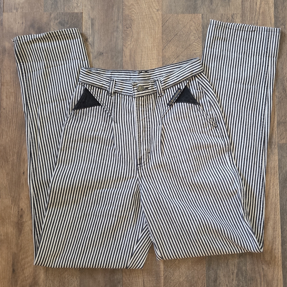 Rocky Mountain Rockies Vintage Black White Stripe High Rise Jeans Western